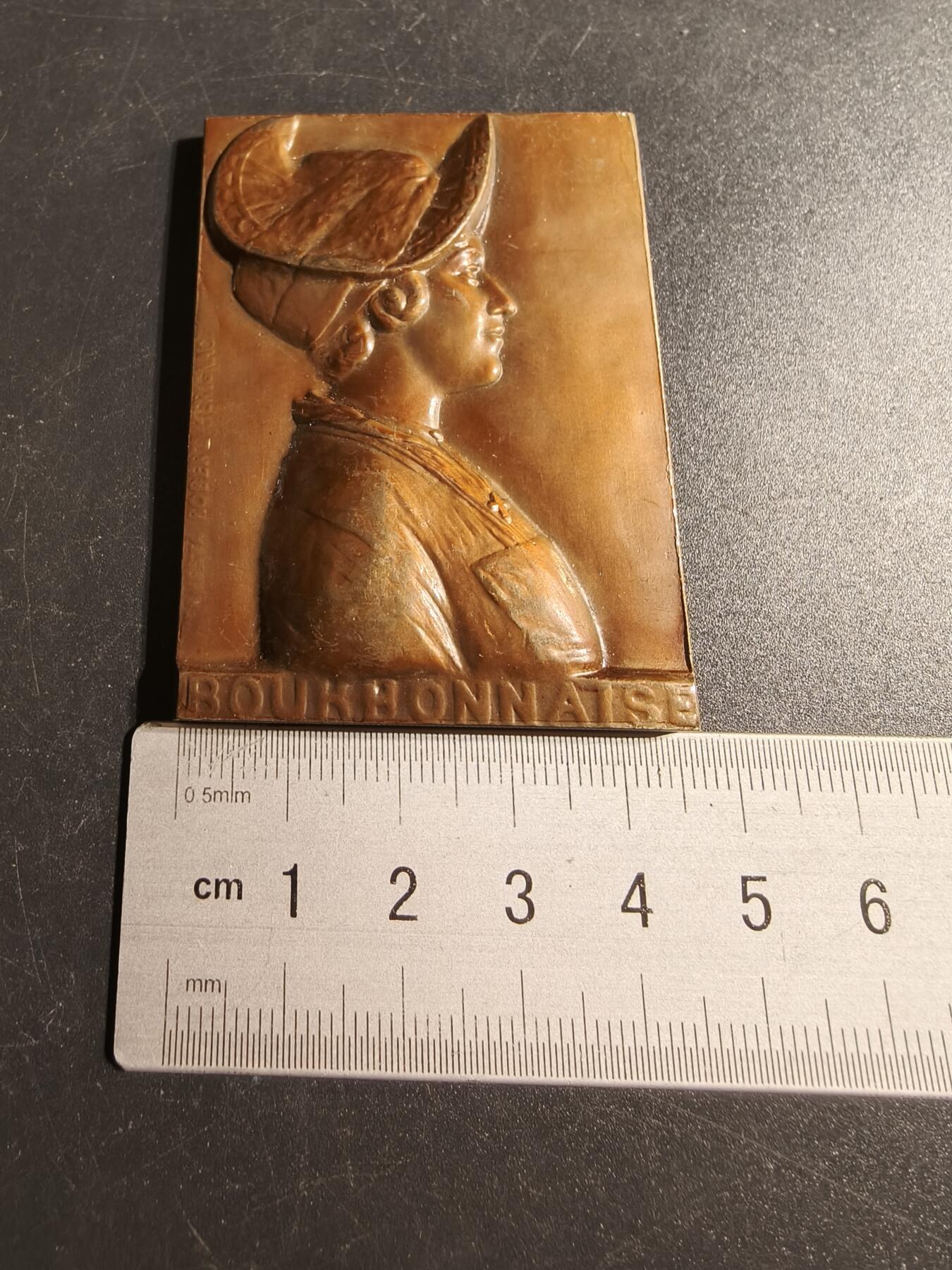 老王徽章第167期 法国波旁省传统女性方形大纪念章     高浮雕     尺寸64×43mm.    重量106.7g