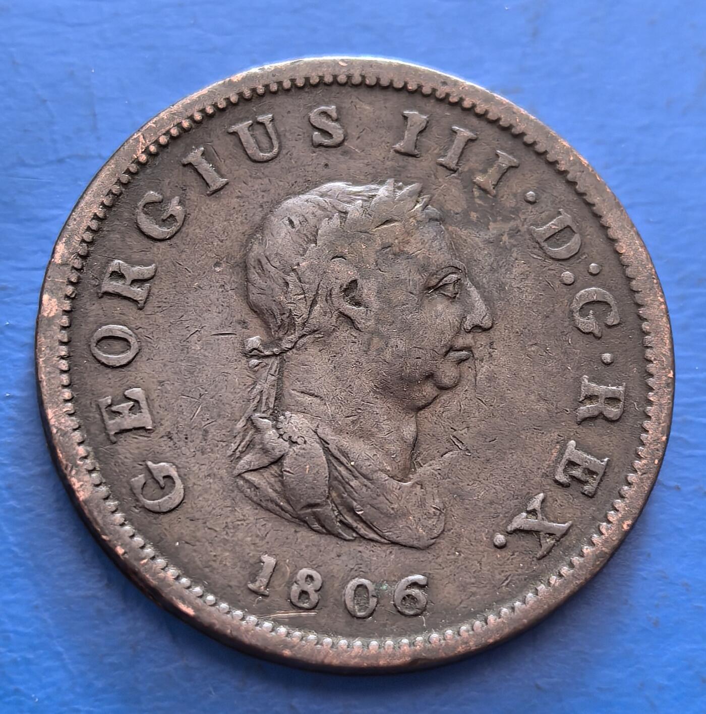 外国优质老铜币银币，周六九点倒数截拍，满百包邮，可寄存半年，喜欢朋友微信扫描二维码可直接参拍 极美品英国1806年半便士