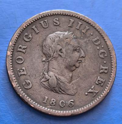 外国优质老铜币银币，周六九点倒数截拍，满百包邮，可寄存半年，喜欢朋友微信扫描二维码可直接参拍 - 极美品英国1806年半便士