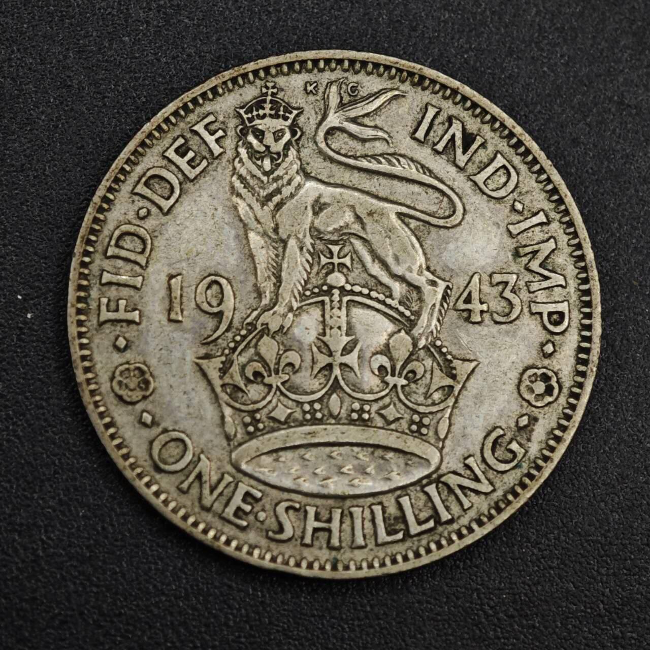 【淘币小摊】实时拍第八百一十四拍   散币场   满百包邮可预留二周 每周一统一发货   英国1943年乔治六世一先令银币
