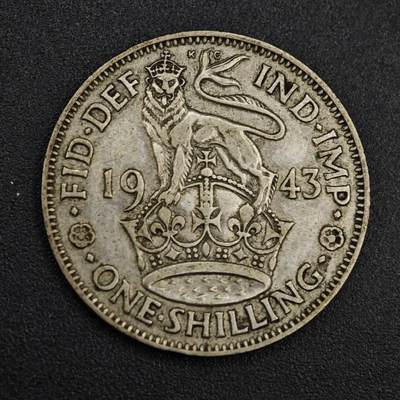 【淘币小摊】实时拍第八百一十四拍   散币场   满百包邮可预留二周 每周一统一发货   - 英国1943年乔治六世一先令银币