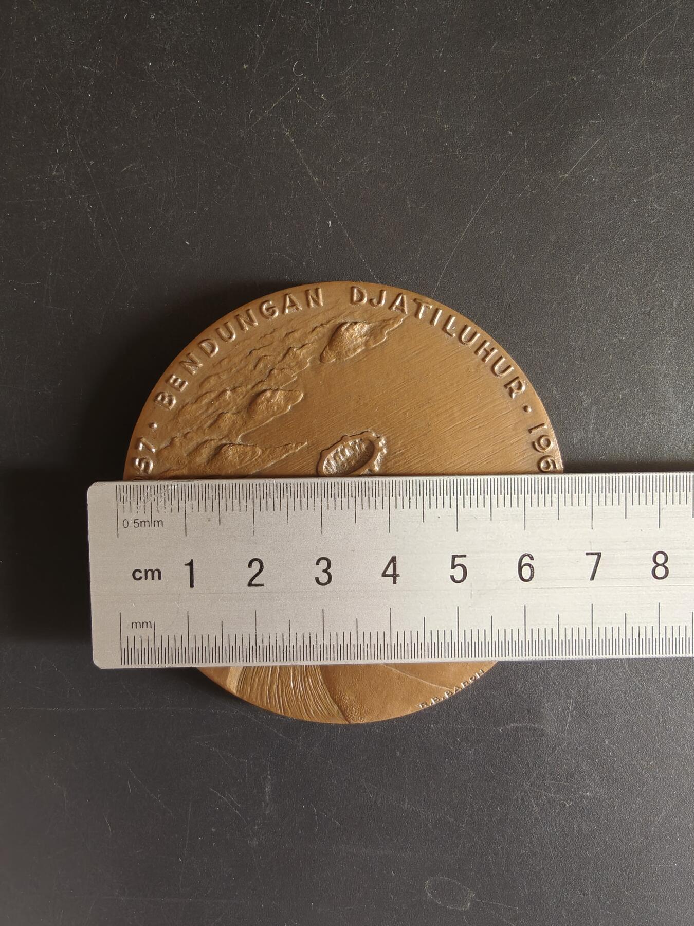 老王徽章第167期 印度尼西亚公共工程和能源部与法国合作建设大坝工程大铜章       直径66mm.    重量171.4g   