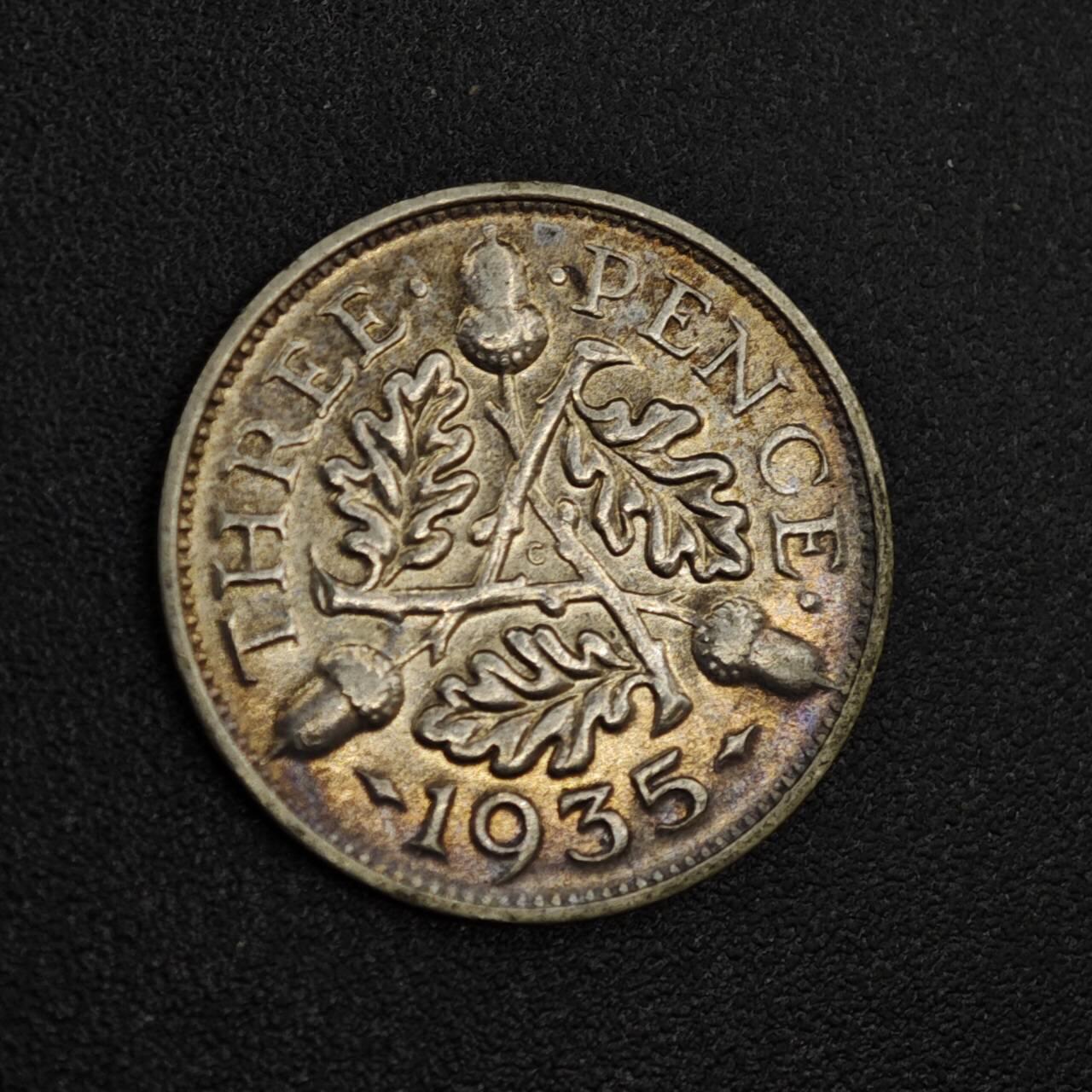 【淘币小摊】实时拍第八百一十四拍   散币场   满百包邮可预留二周 每周一统一发货   英国1935年乔治五世3便士银币