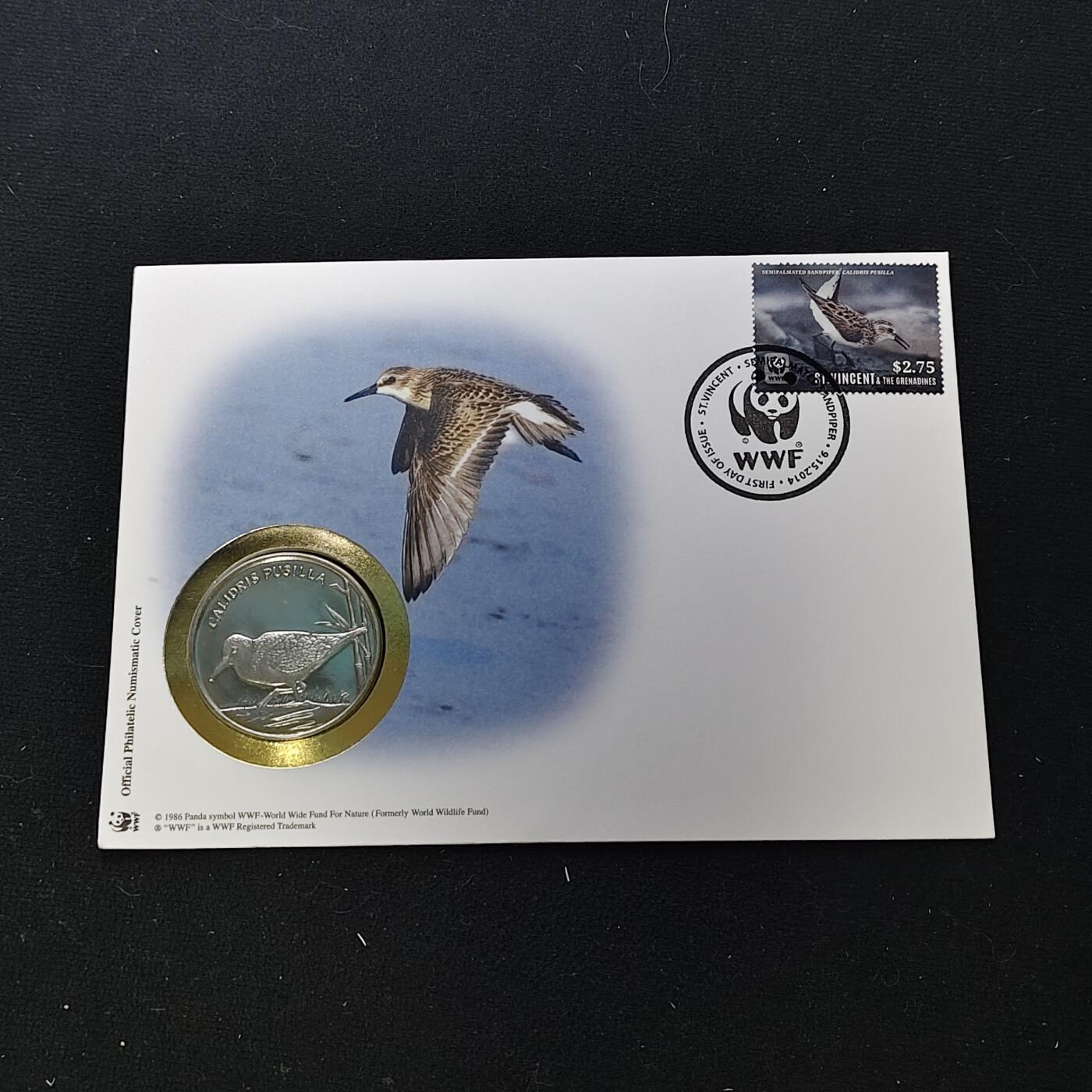 【全场包邮】纯粹捡漏拍482场（免费代拍第19场）-币封+套装+富兰克林（注意佣金） 【邮章封】WWF世界自然基金会半蹼滨鹬纪念邮章封