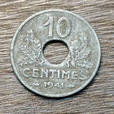 【铜匠收藏】★第134场★散币场，无佣金，30包邮。不满30元，支付5元运费。《接受代拍 代送NGC评级》 - 法国 10分 锌币 中孔