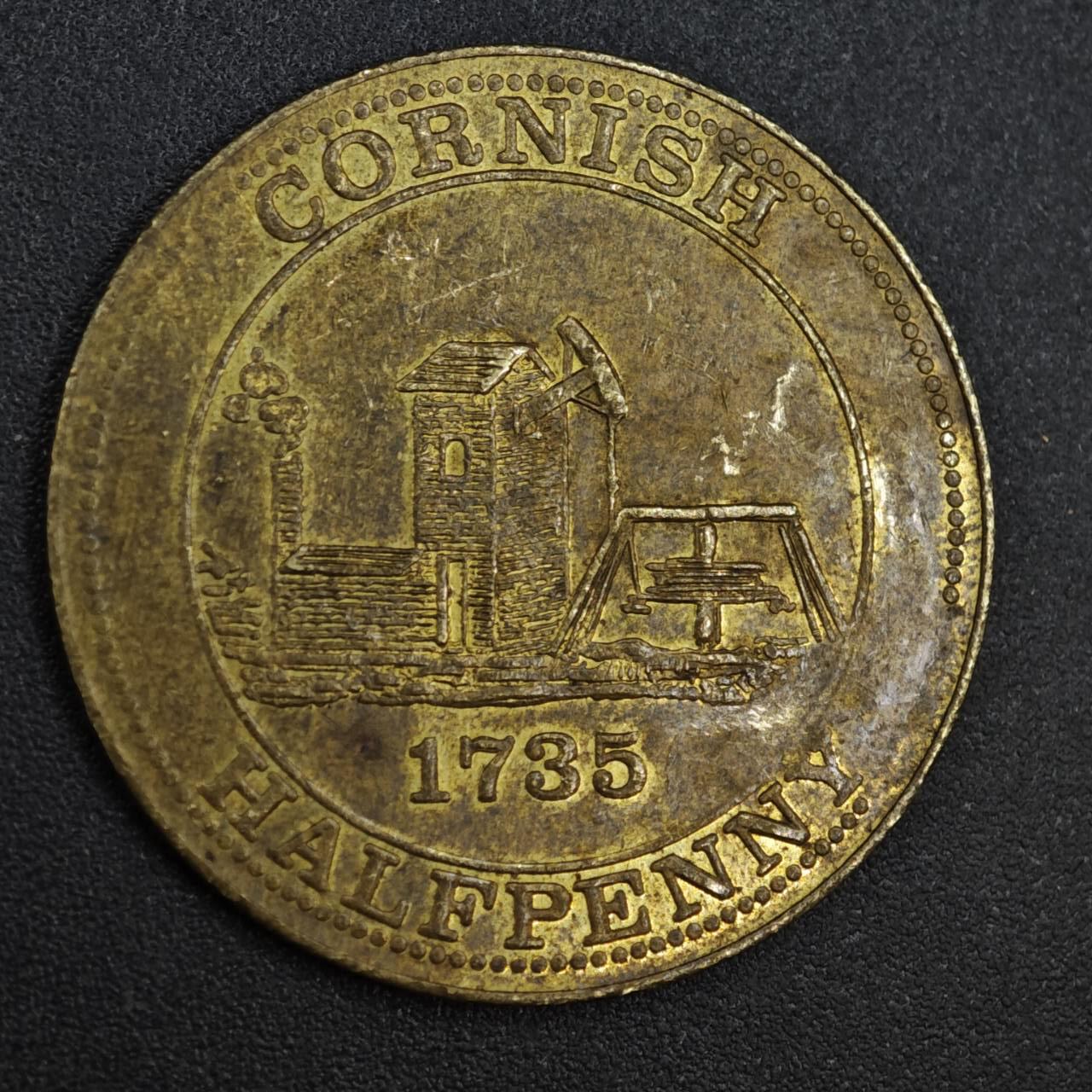 【淘币小摊】实时拍第八百一十四拍   散币场   满百包邮可预留二周 每周一统一发货   英国1735年半便士铜币代币后铸版