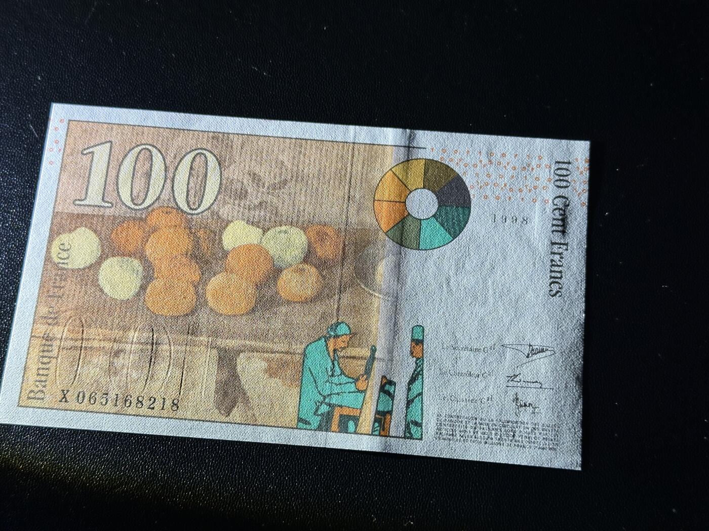 《外钞收藏家》第五百九十期（欧洲强钞、港币、硬通货及丰富裸币大拍场）（本平台长期征集拍品、欢迎藏友们联系合作） 1998年法国末版100法郎 全新UNC 无47尾8