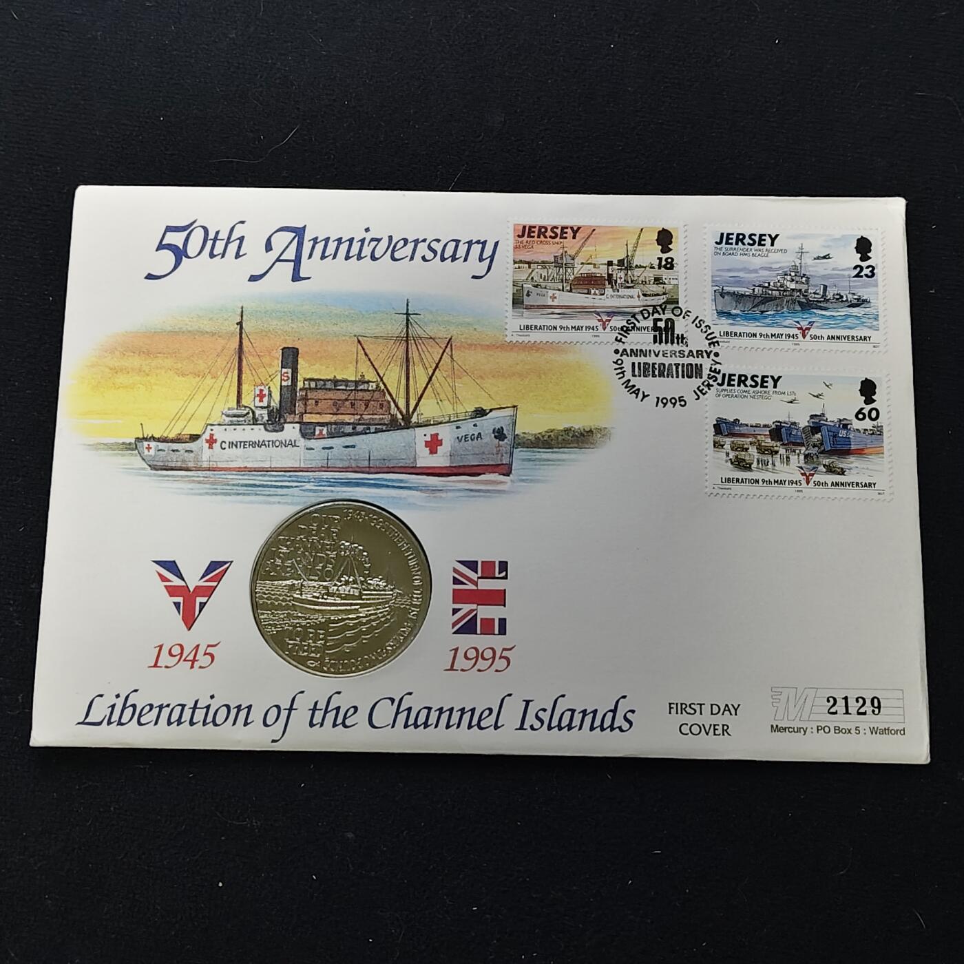 【全场包邮】纯粹捡漏拍482场（免费代拍第19场）-币封+套装+富兰克林（注意佣金） 【邮币封】奥尔德尼1995年2镑二战胜利50周年克朗型纪念币邮币封