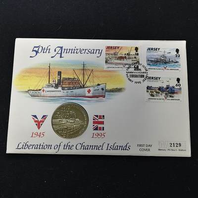 【全场包邮】纯粹捡漏拍482场（免费代拍第19场）-币封+套装+富兰克林（注意佣金） - 【邮币封】奥尔德尼1995年2镑二战胜利50周年克朗型纪念币邮币封