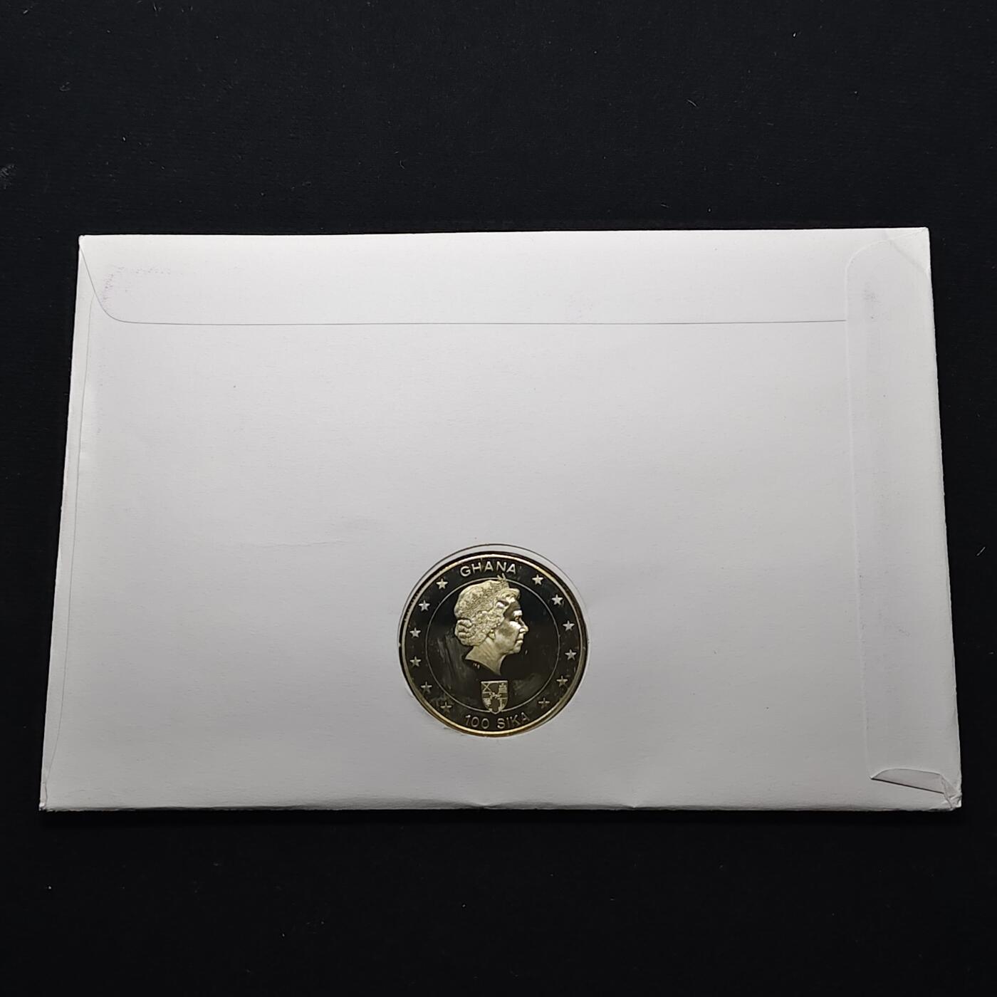 【全场包邮】纯粹捡漏拍482场（免费代拍第19场）-币封+套装+富兰克林（注意佣金） 【邮币封】加纳2002年100塞地纪念伊丽莎白皇太后克朗型纪念币邮币封