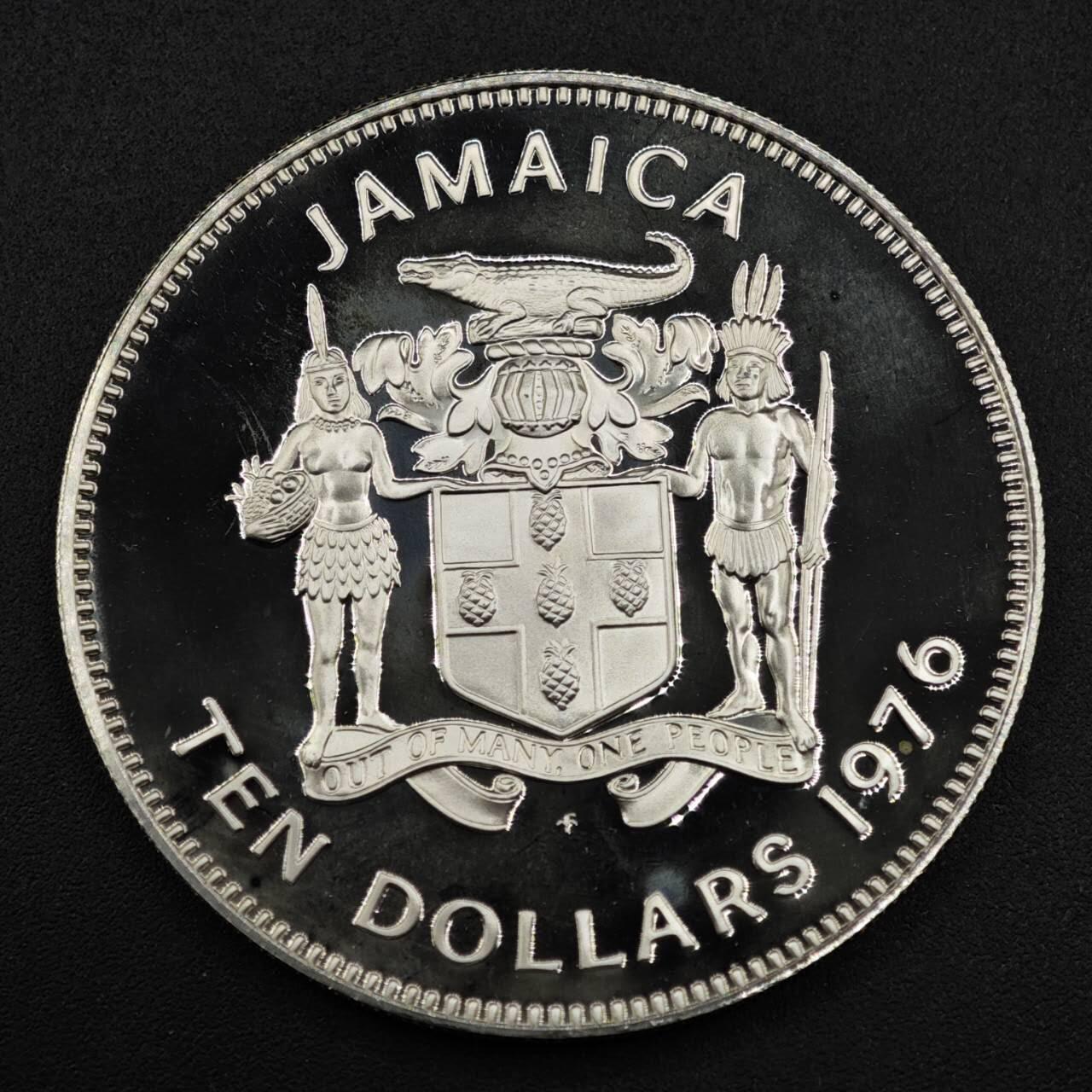 【淘币小摊】实时拍第八百一十五拍   银币套币场   满百包邮可预留二周 每周一统一发货   牙买加1976年10元精制银币 重42.8克925银 纯银价511