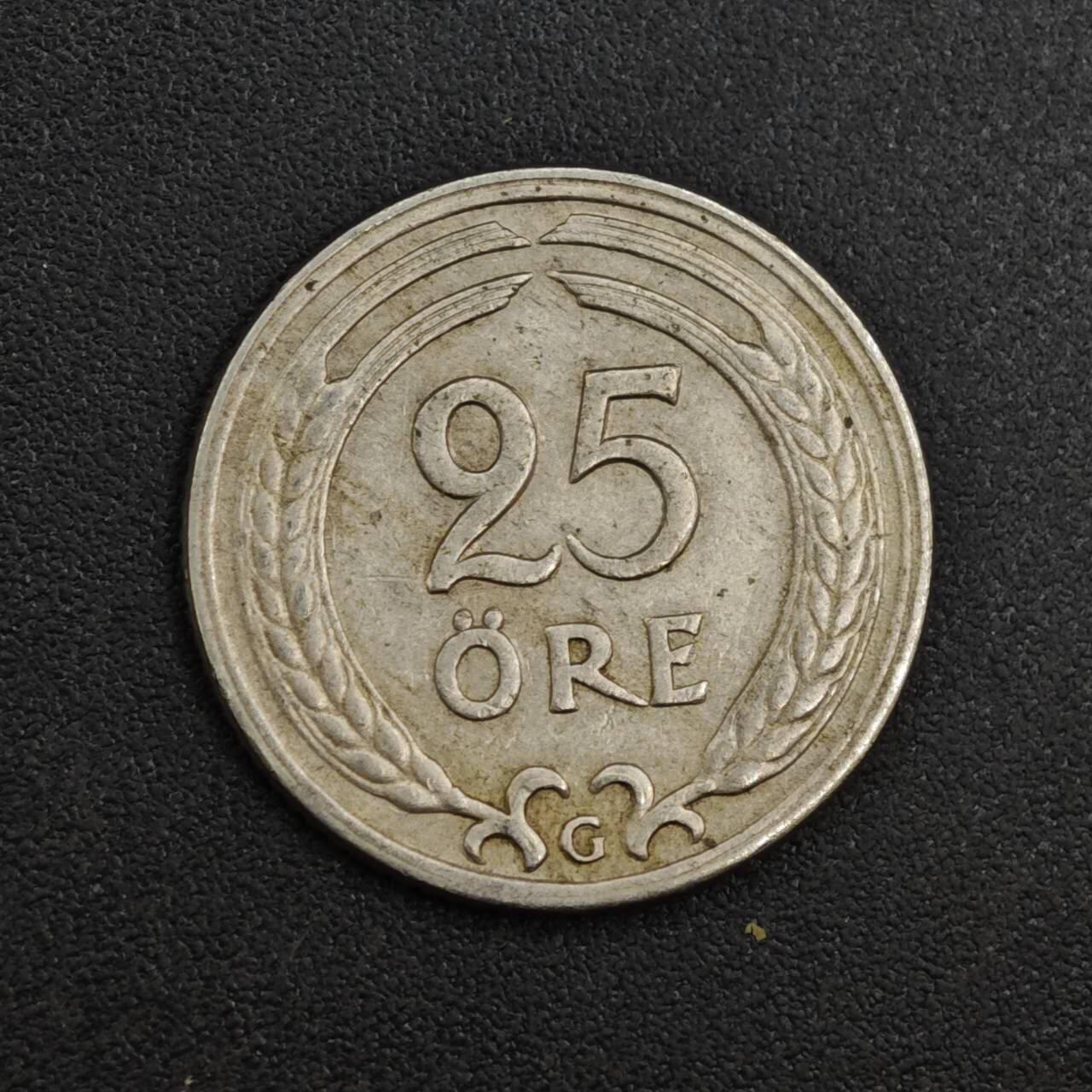 【淘币小摊】实时拍第八百一十四拍   散币场   满百包邮可预留二周 每周一统一发货   瑞典1940年25欧尔镍币