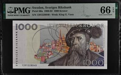 67 EPQ 1979年 新加坡鸟版20元，各版本稀有瑞典1000克朗，持续更新ing - PMG 66 EPQ 瑞典 1989-1992年版 1000瑞典克朗 稀少品相 季军分数！