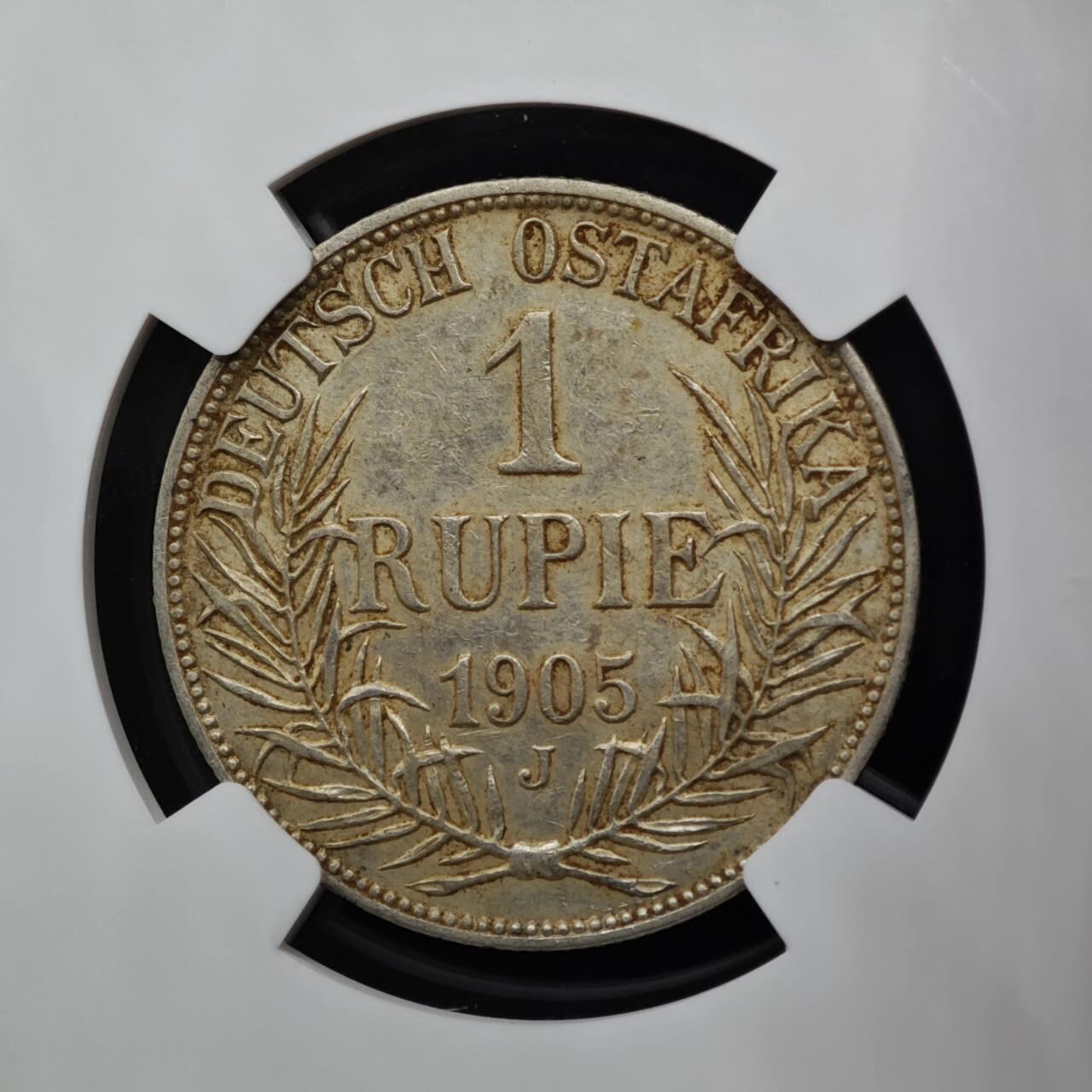 【淘币小摊】实时拍第八百一十五拍   银币套币场   满百包邮可预留二周 每周一统一发货   德属东非1905年1卢比银币 NGC AU50