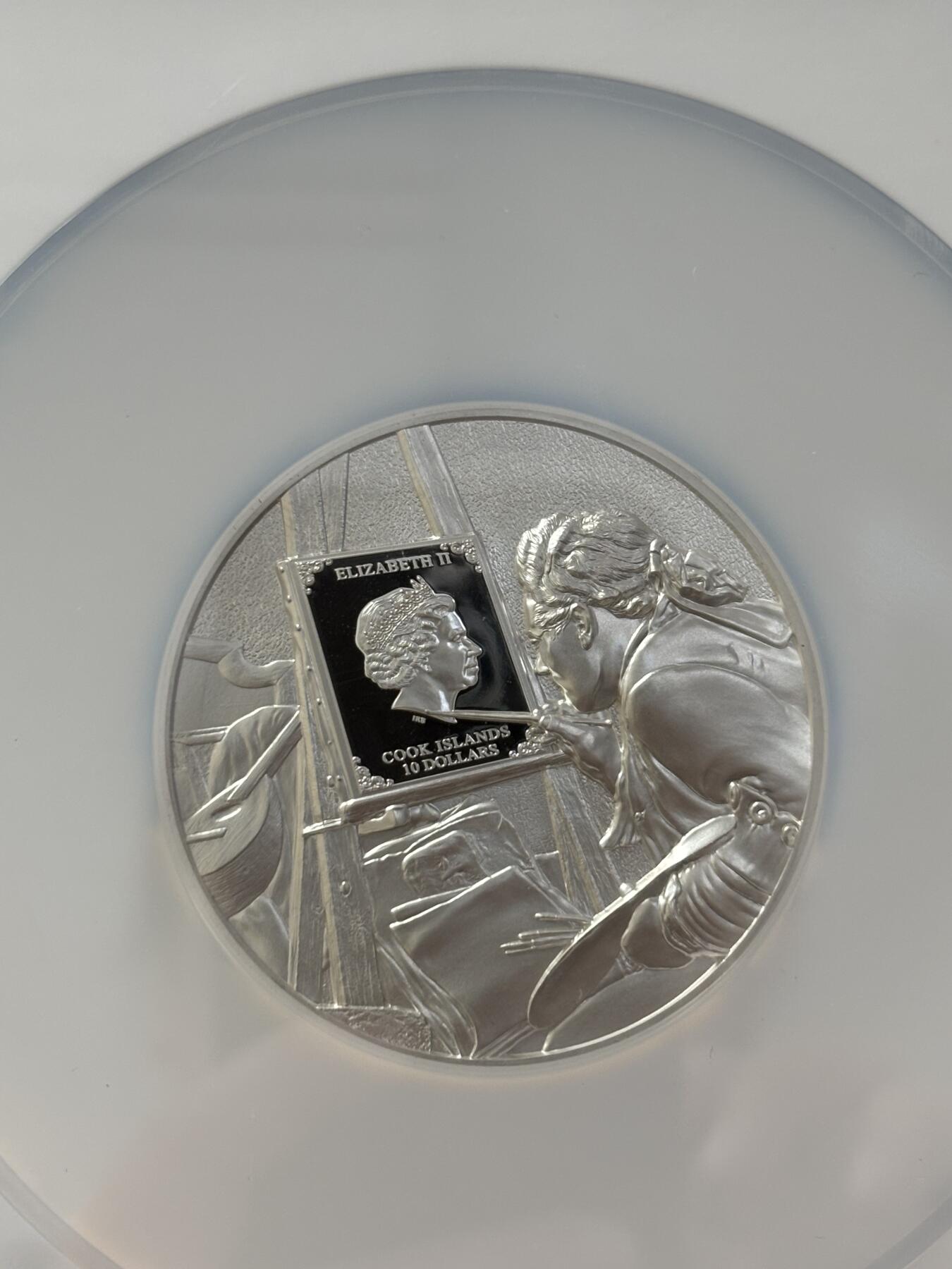 第184期拍卖 库克2023年艺术大师莫奈2盎司彩色纪念银币NGC-PF70首无盒无证书，999银，发行1500枚