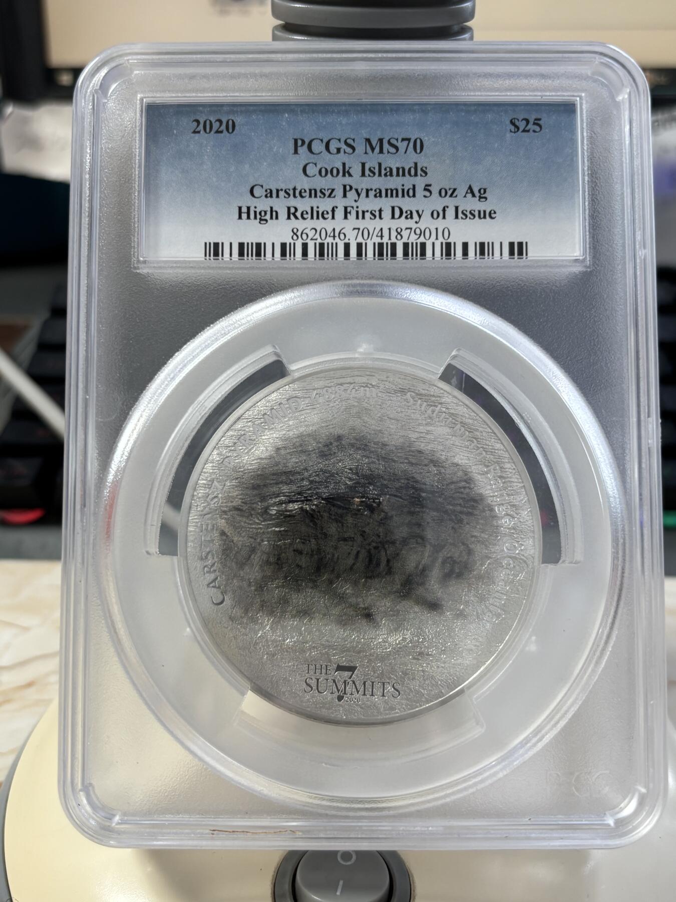 第184期拍卖 库克2020年七大峰系列查亚峰5盎司彩银币PCGS-MS70首无盒无证书，999银，发行777枚