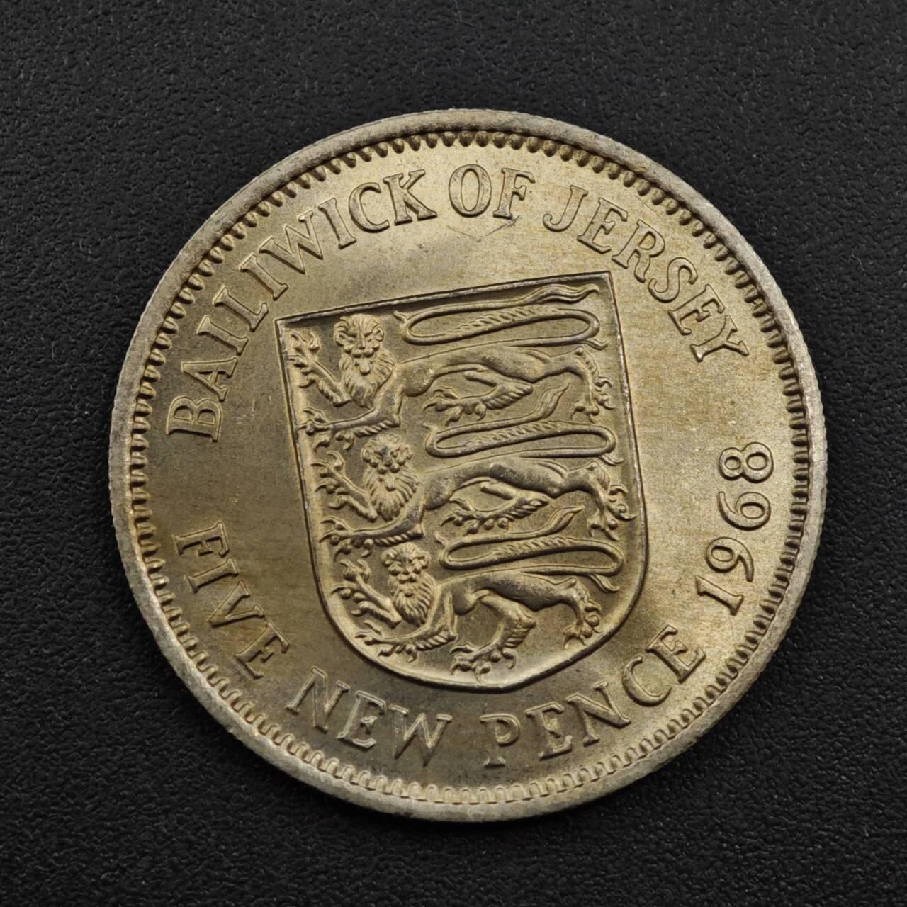 【淘币小摊】实时拍第八百一十四拍   散币场   满百包邮可预留二周 每周一统一发货   泽西岛1968年5便士镍币