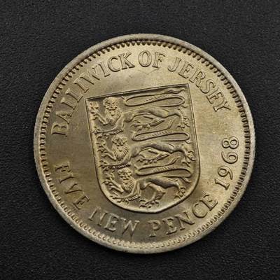 【淘币小摊】实时拍第八百一十四拍   散币场   满百包邮可预留二周 每周一统一发货   - 泽西岛1968年5便士镍币