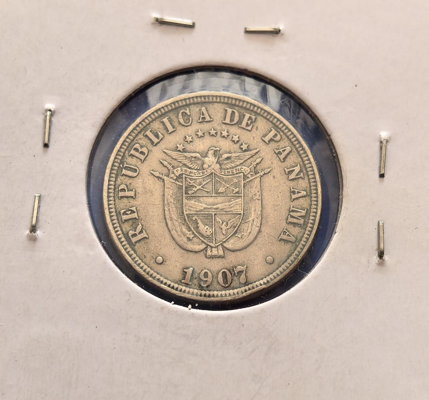 外国优质老铜币银币，周六九点倒数截拍，满百包邮，可寄存半年，喜欢朋友微信扫描二维码可直接参拍 巴拿马1907年2.5分