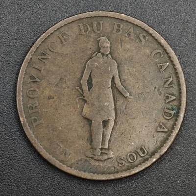 【淘币小摊】实时拍第八百一十四拍   散币场   满百包邮可预留二周 每周一统一发货   - 下加拿大1837年半便士铜币代币