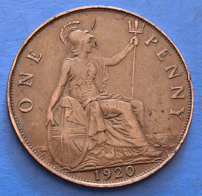 外国优质老铜币银币，周六九点倒数截拍，满百包邮，可寄存半年，喜欢朋友微信扫描二维码可直接参拍 - 英国1920年大便士