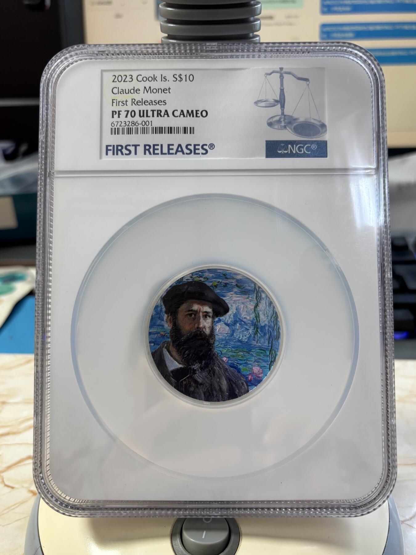 第184期拍卖 库克2023年艺术大师莫奈2盎司彩色纪念银币NGC-PF70首无盒无证书，999银，发行1500枚