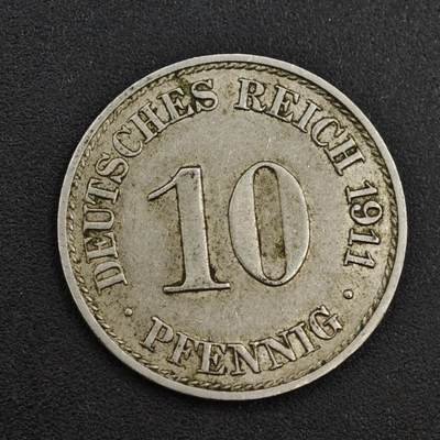 【淘币小摊】实时拍第八百一十四拍   散币场   满百包邮可预留二周 每周一统一发货   - 德国1911年10芬妮镍币