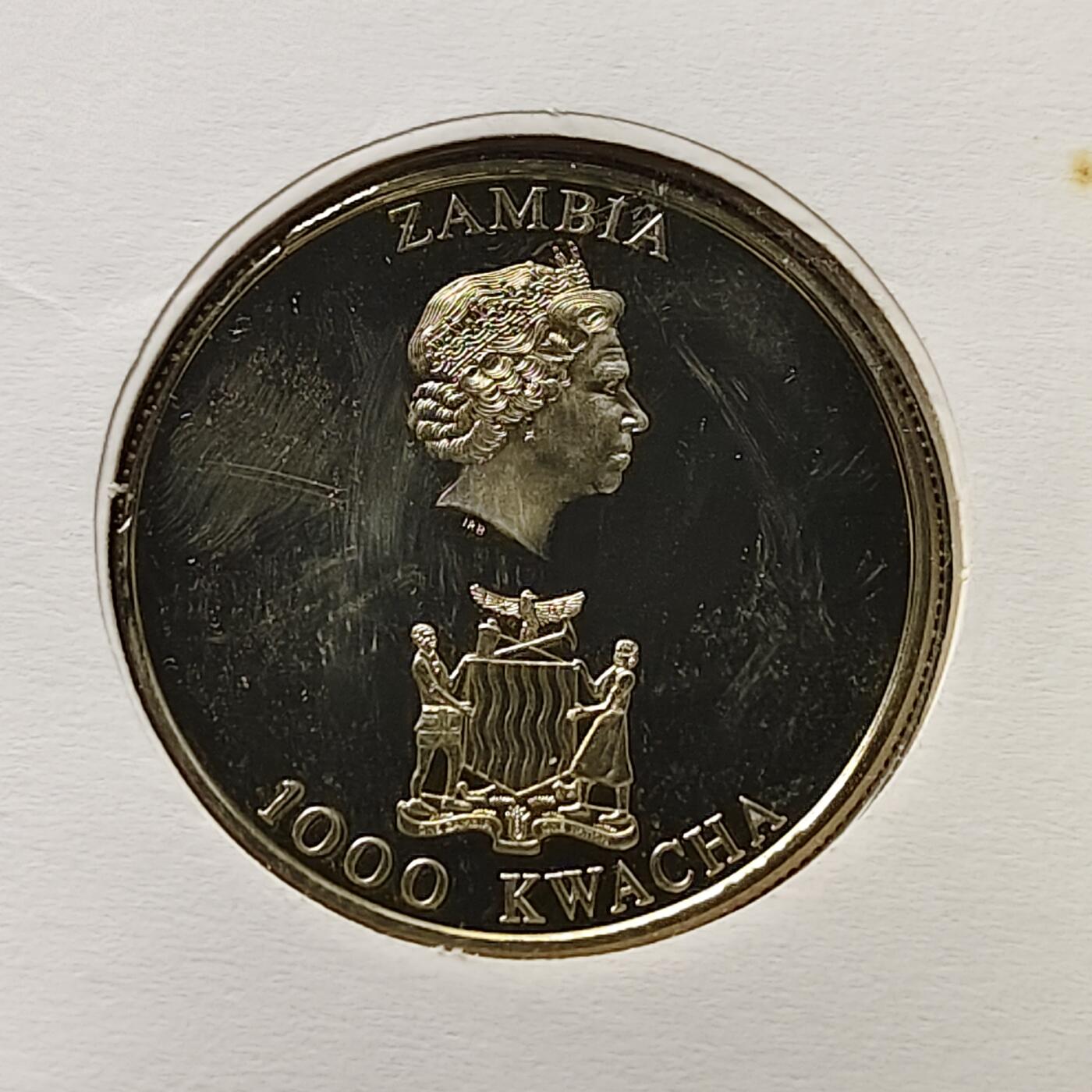 【全场包邮】纯粹捡漏拍482场（免费代拍第19场）-币封+套装+富兰克林（注意佣金） 【邮币封】赞比亚2002年1000克瓦查女王母亲伊丽莎白皇太后逝世克朗型纪念币邮币封
