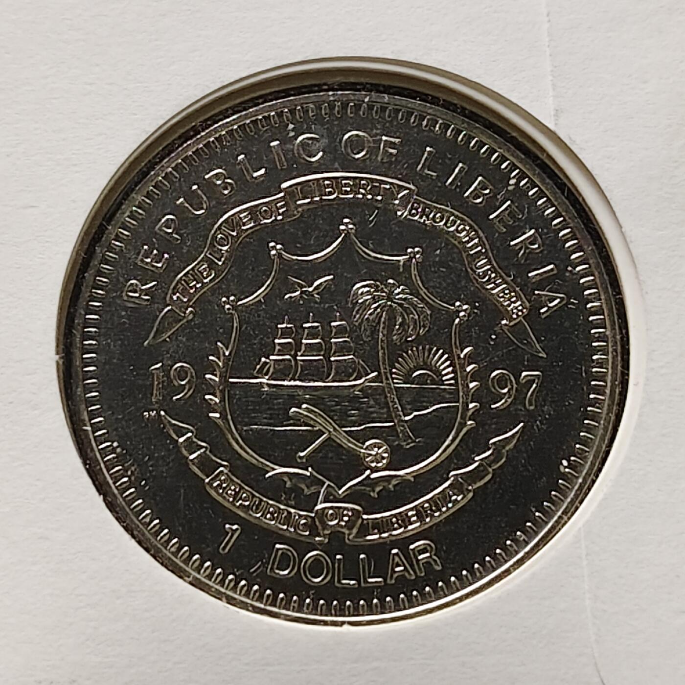 【全场包邮】纯粹捡漏拍482场（免费代拍第19场）-币封+套装+富兰克林（注意佣金） 【邮币封】利比里亚1997年1元女王金婚克朗型纪念币邮币封