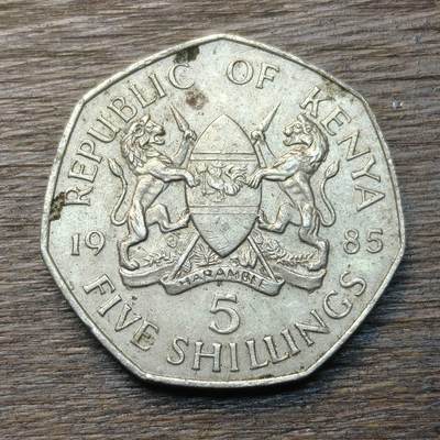 【铜匠收藏】★第134场★散币场，无佣金，30包邮。不满30元，支付5元运费。《接受代拍 代送NGC评级》 - 肯尼亚1985年 5先令 铜镍币