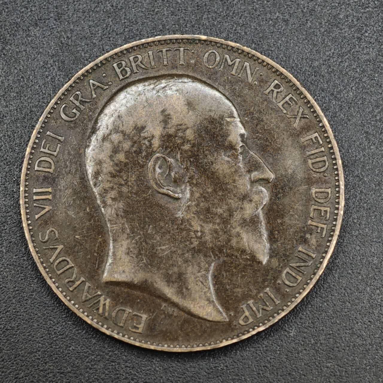 【淘币小摊】实时拍第八百一十四拍   散币场   满百包邮可预留二周 每周一统一发货   英国1905年爱德华七世一便士铜币