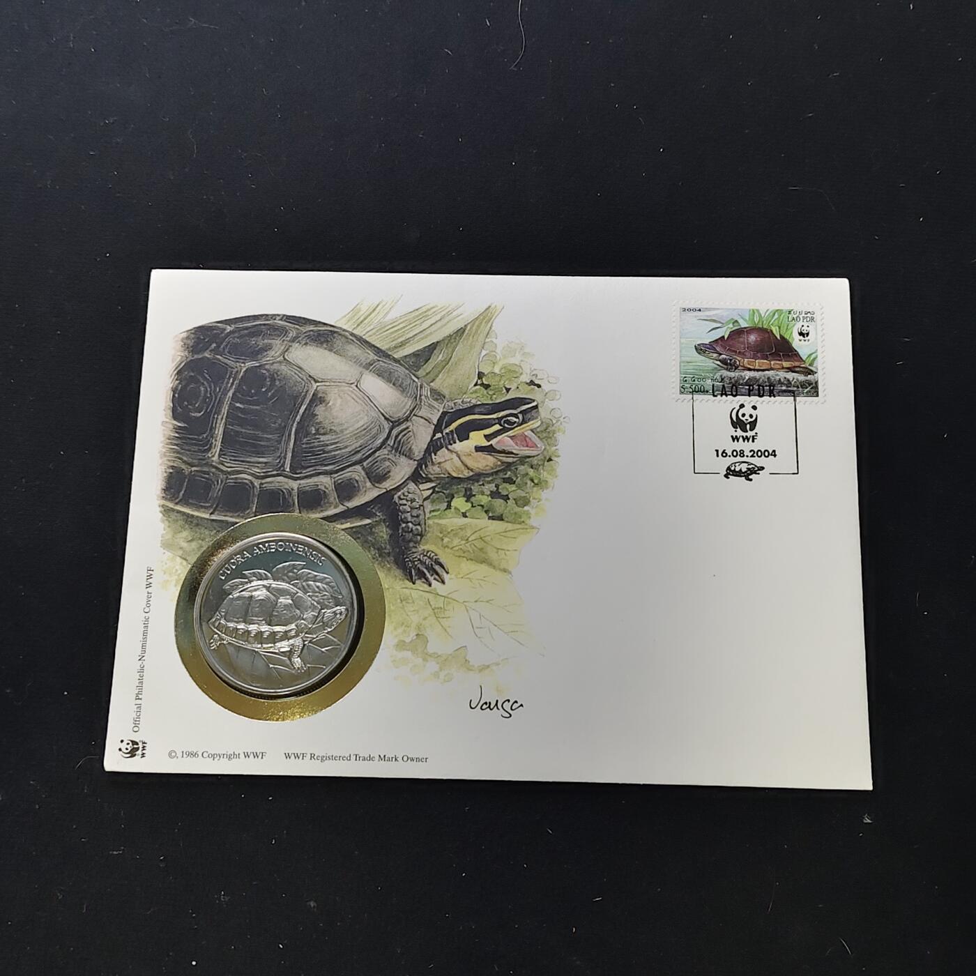 【全场包邮】纯粹捡漏拍482场（免费代拍第19场）-币封+套装+富兰克林（注意佣金） 【邮章封】WWF世界自然基金会1986年30周年‌易危安布闭壳龟纪念邮章封