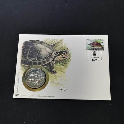 【全场包邮】纯粹捡漏拍482场（免费代拍第19场）-币封+套装+富兰克林（注意佣金） - 【邮章封】WWF世界自然基金会1986年30周年‌易危安布闭壳龟纪念邮章封
