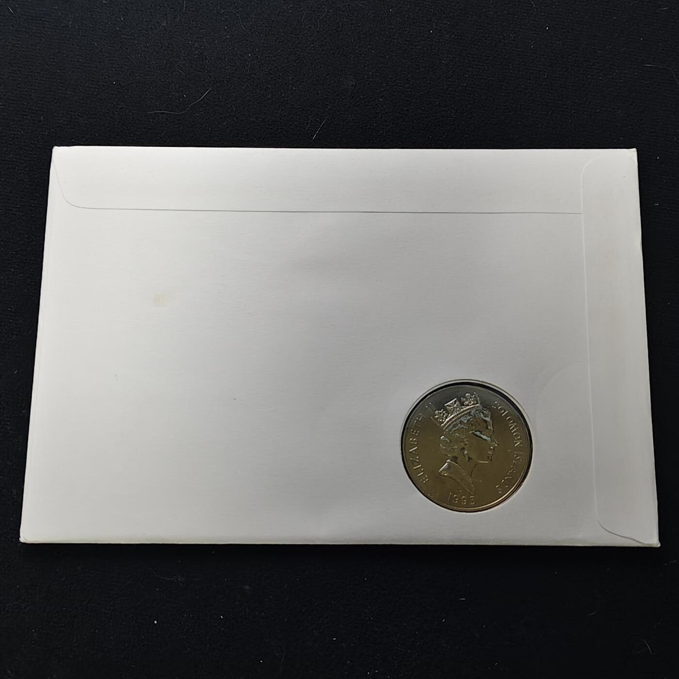 【全场包邮】纯粹捡漏拍482场（免费代拍第19场）-币封+套装+富兰克林（注意佣金） 【邮币封】所罗门群岛1995年5元二战太平洋战争结束五十周年克朗型纪念币邮币封