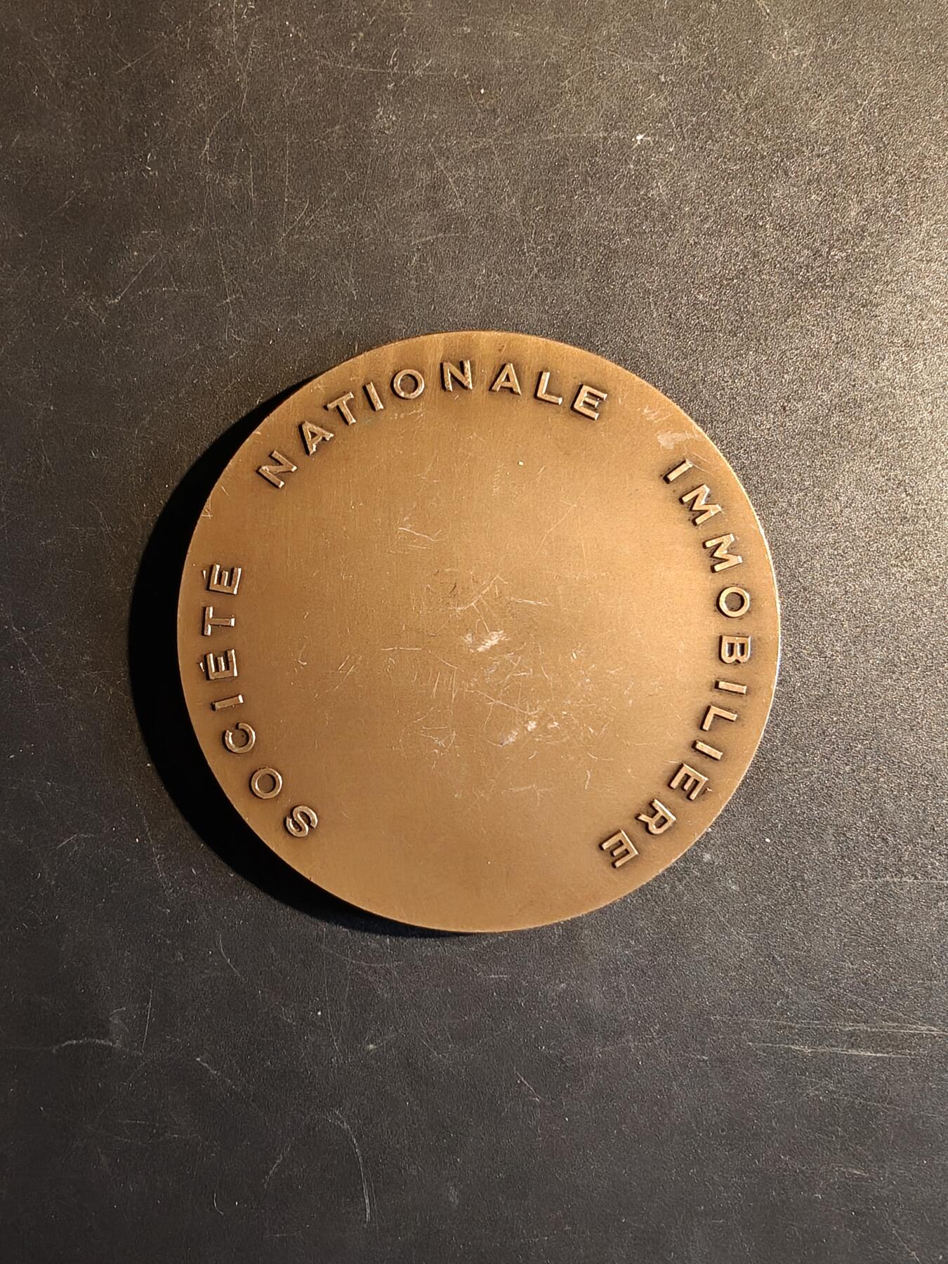 老王徽章第167期 法国国家不动产协会大铜章     直径68mm.     重量148.5g