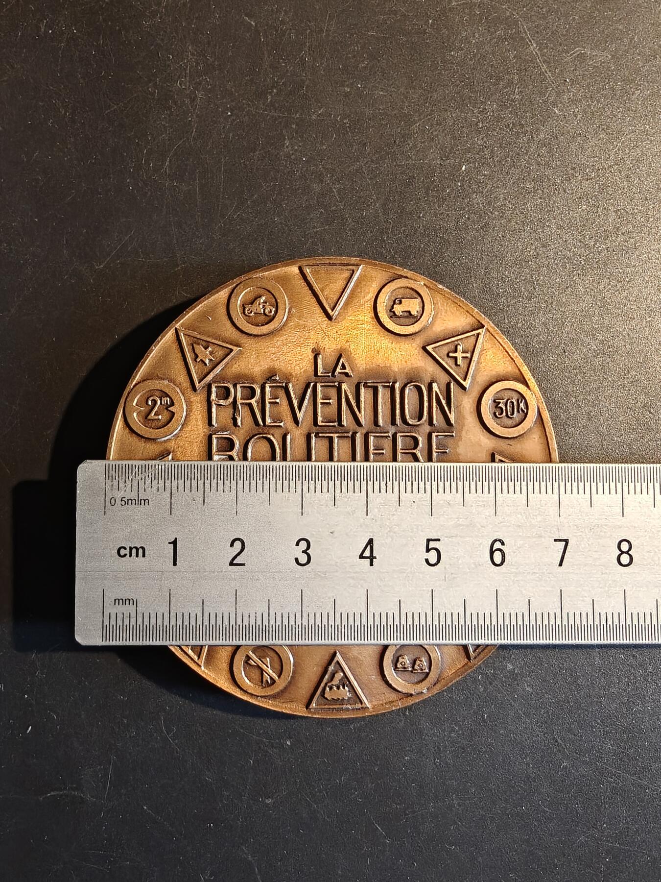 老王徽章第167期 法国道路交通安全委员会大铜章    直径72mm     重量190g