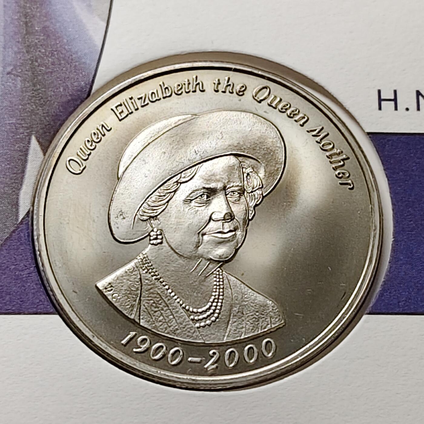 【全场包邮】纯粹捡漏拍482场（免费代拍第19场）-币封+套装+富兰克林（注意佣金） 【邮币封】英属特里斯坦和达库尼亚2000年50便士女王母亲伊丽莎白皇太后诞生100周年克朗型纪念币邮币封