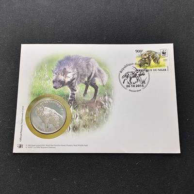 【全场包邮】纯粹捡漏拍482场（免费代拍第19场）-币封+套装+富兰克林（注意佣金） - 【邮章封】WWF世界自然基金会条纹鬣狗纪念邮章封