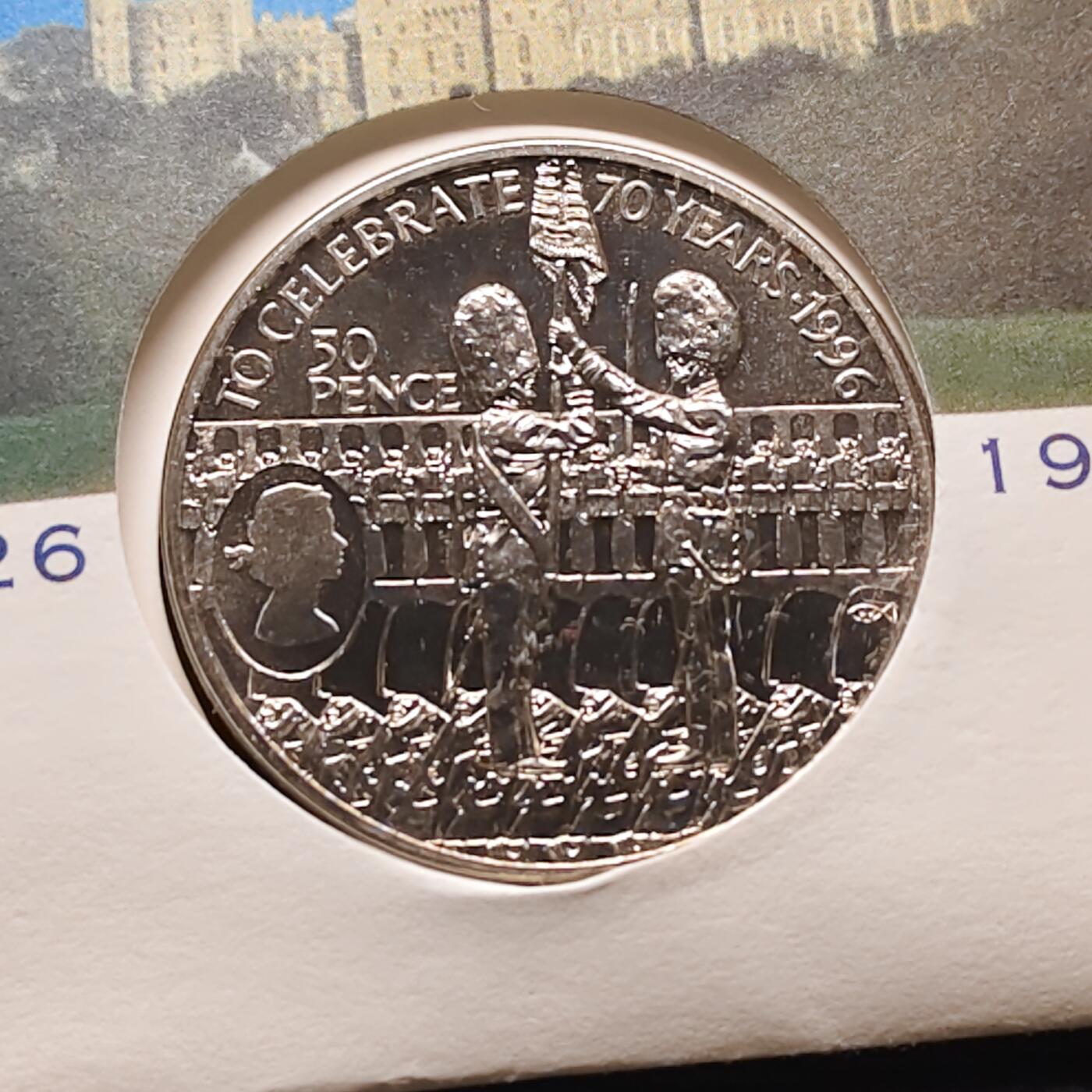 【全场包邮】纯粹捡漏拍482场（免费代拍第19场）-币封+套装+富兰克林（注意佣金） 【邮币封】阿松森群岛1996年50便士女王70大寿克朗型纪念币邮币封