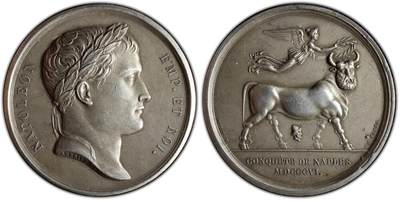 万国钱币拍卖第056期 - PCGS SP62 1806拿破仑征服那不勒斯王国纪念大银章 罕见品种 丰饶角边铭 PC唯一冠军分