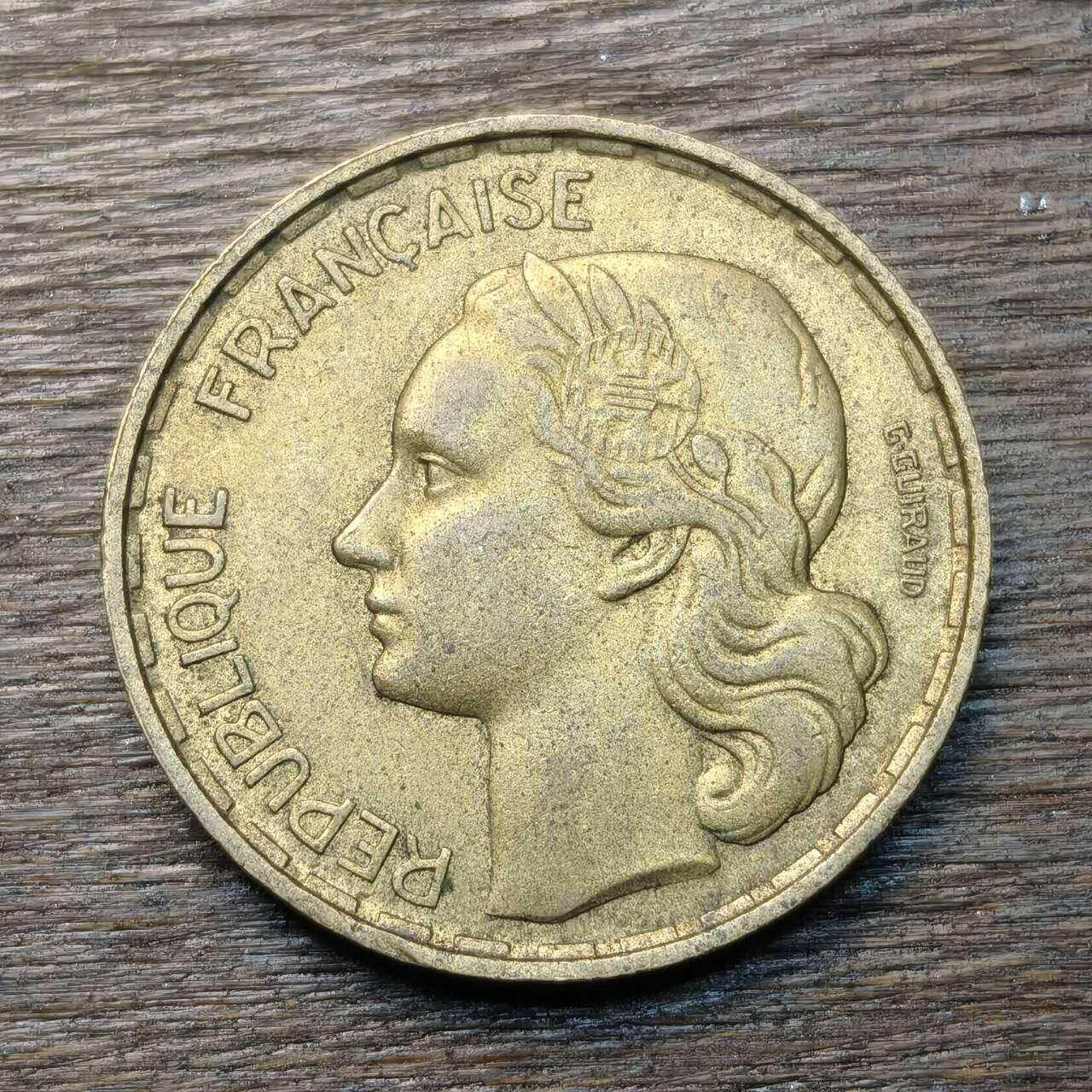 【铜匠收藏】★第134场★散币场，无佣金，30包邮。不满30元，支付5元运费。《接受代拍 代送NGC评级》 法国 1952年 10法郎 高卢熊鸡