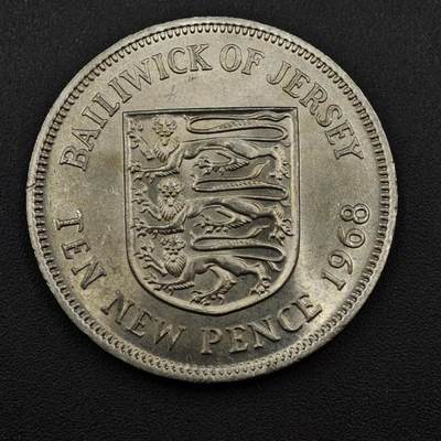 【淘币小摊】实时拍第八百一十四拍   散币场   满百包邮可预留二周 每周一统一发货   - 泽西岛1968年10便士镍币