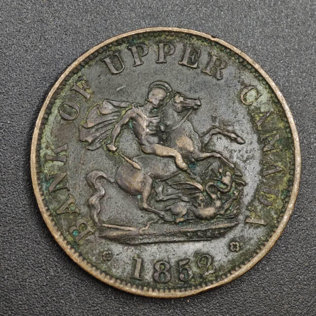 【淘币小摊】实时拍第八百一十四拍   散币场   满百包邮可预留二周 每周一统一发货   上加拿大1852年马剑半便士铜币代币