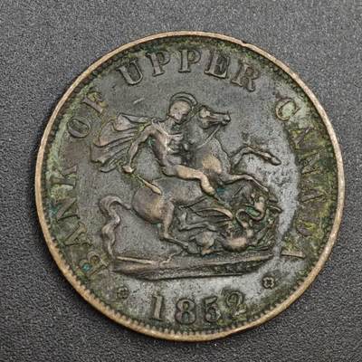 【淘币小摊】实时拍第八百一十四拍   散币场   满百包邮可预留二周 每周一统一发货   - 上加拿大1852年马剑半便士铜币代币