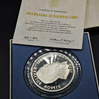【淘币小摊】实时拍第八百一十五拍   银币套币场   满百包邮可预留二周 每周一统一发货   - 巴拿马1973年20B大银币原盒原证 重130克925银 银价1551