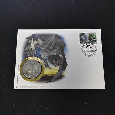 【全场包邮】纯粹捡漏拍482场（免费代拍第19场）-币封+套装+富兰克林（注意佣金） - 【邮章封】WWF世界自然基金会1986年30周年科摩罗狐蝠纪念邮章封