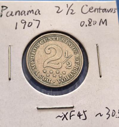 外国优质老铜币银币，周六九点倒数截拍，满百包邮，可寄存半年，喜欢朋友微信扫描二维码可直接参拍 - 巴拿马1907年2.5分