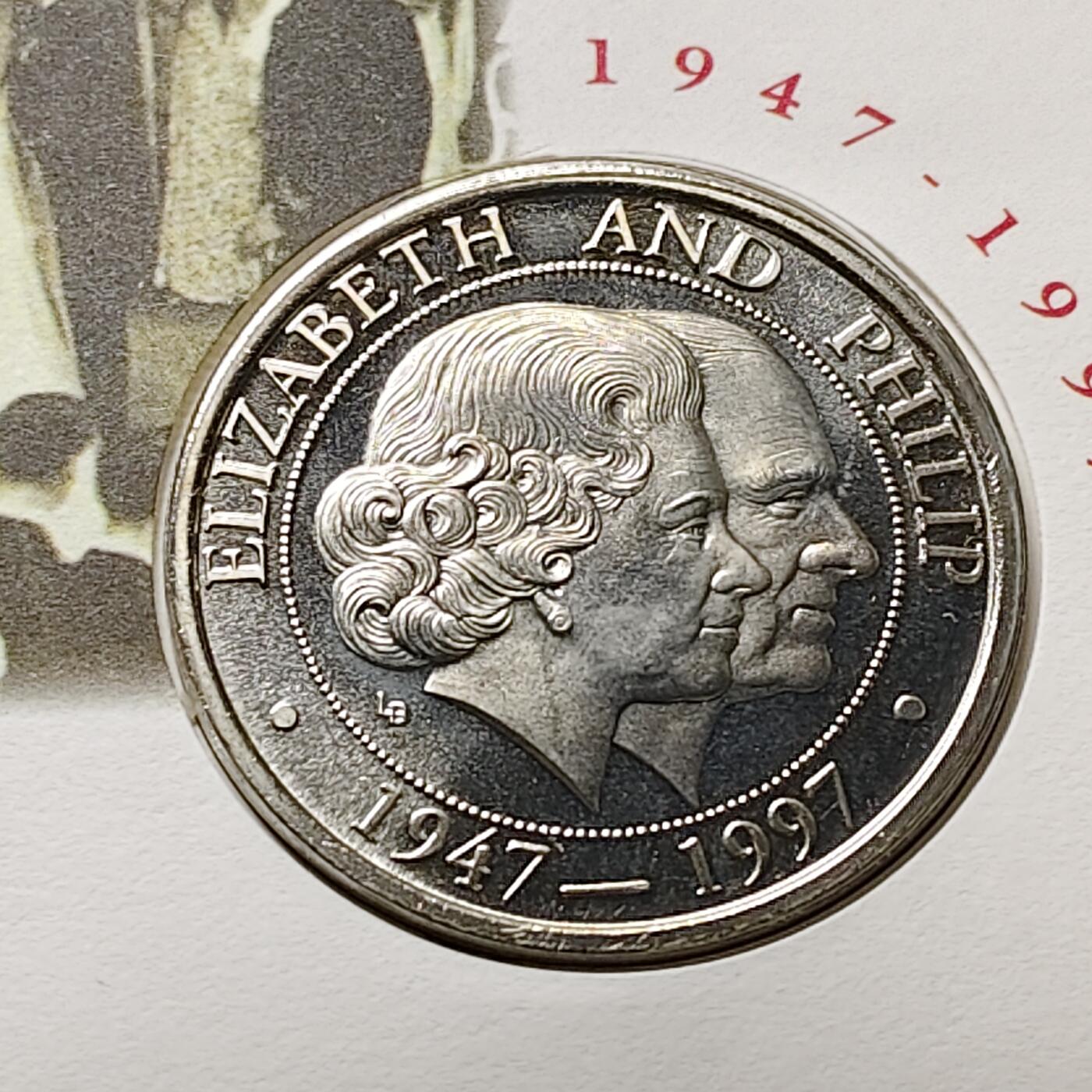 【全场包邮】纯粹捡漏拍482场（免费代拍第19场）-币封+套装+富兰克林（注意佣金） 【邮币封】特克斯和凯克斯群岛1997年5克朗女王金婚克朗型纪念币邮币封