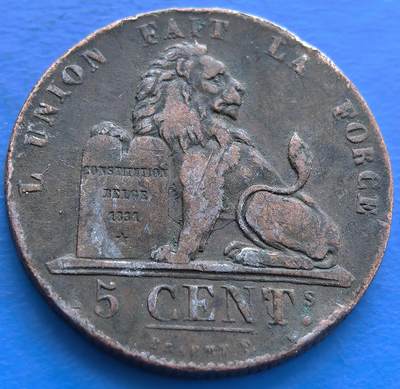 外国优质老铜币银币，周六九点倒数截拍，满百包邮，可寄存半年，喜欢朋友微信扫描二维码可直接参拍 - 少见比利时1834年5分大铜币