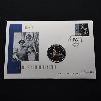 【全场包邮】纯粹捡漏拍482场（免费代拍第19场）-币封+套装+富兰克林（注意佣金） - 【邮币封】直布罗陀2002年1克朗伊丽莎白皇太后纪念克朗型纪念币邮币封